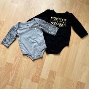 Air Jordan: 0-6 months ls bodysuit and Garanimals: 12 months ls bodysuit.